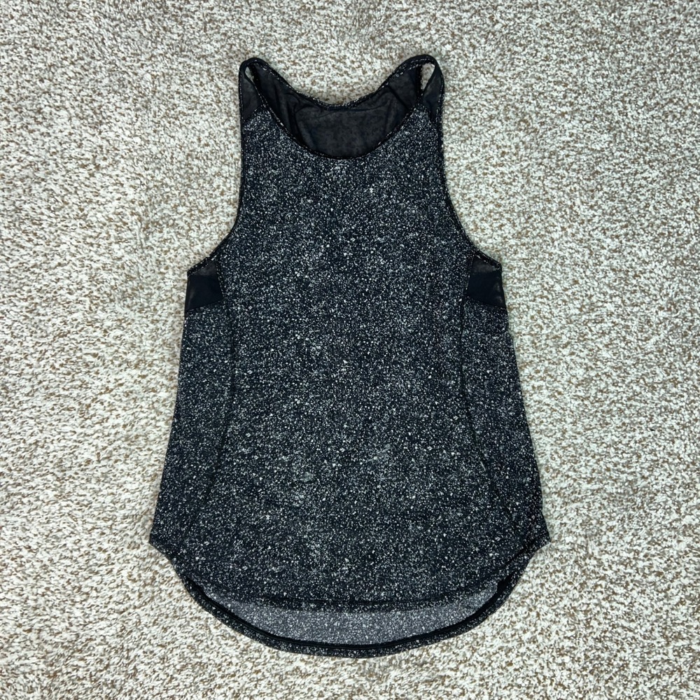 Lululemon Tank Top Womens Small Black White Mesh Racerback Workout Yoga Shirt